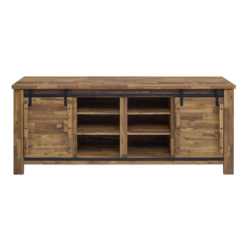 Levan Home Modern Wood Sliding Door TV Stand for TVs up to 68