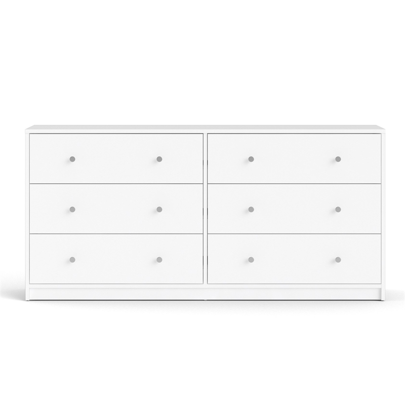 Levan Home 6-Drawer Contemporary Engineered Wood Double Dresser in White