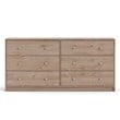 Levan Home Contemporary Wide 6 Drawer Double Bedroom Dresser in Oak