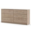 Levan Home Contemporary Wide 6 Drawer Double Bedroom Dresser in Oak