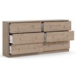 Levan Home Contemporary Wide 6 Drawer Double Bedroom Dresser in Oak