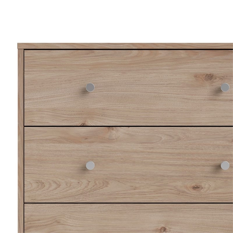 Levan Home Contemporary Wide 6 Drawer Double Bedroom Dresser in Oak