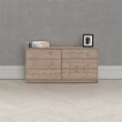 Levan Home Contemporary Wide 6 Drawer Double Bedroom Dresser in Oak