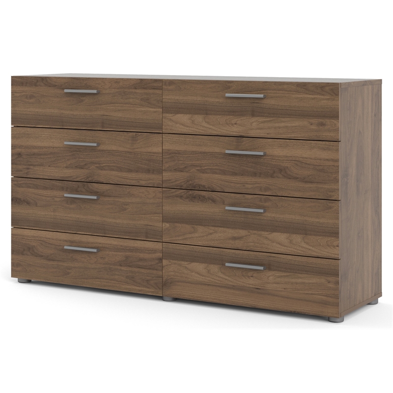 Levan Home Engineered Wood 8 Drawer Double Bedroom Dresser in Walnut