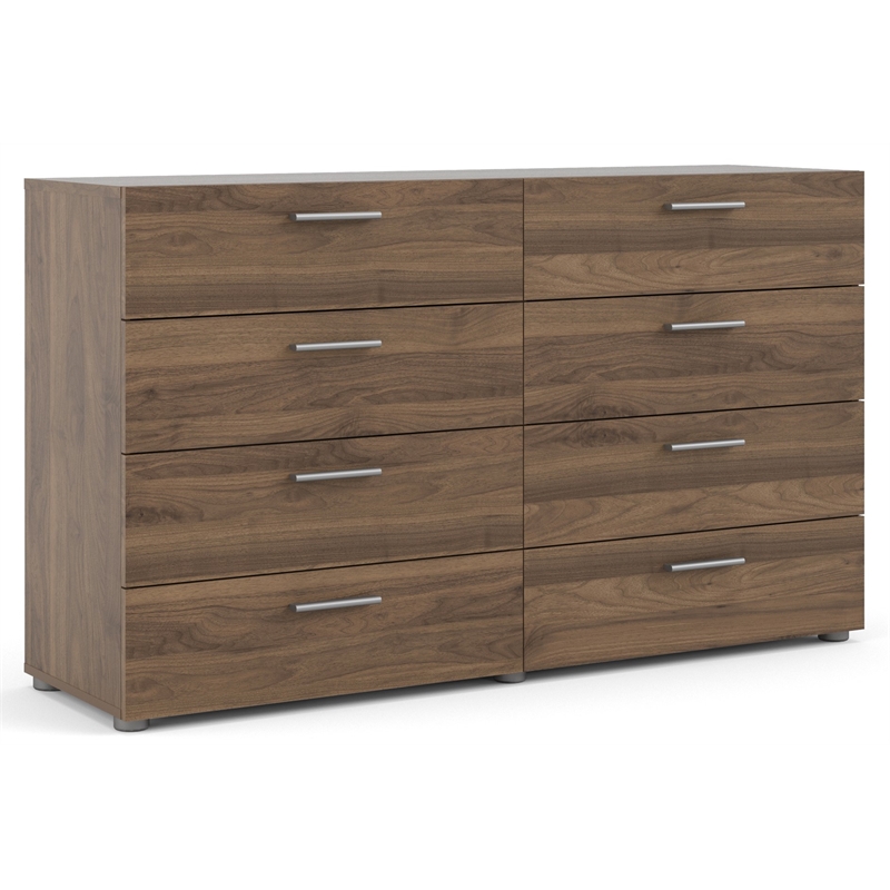 Levan Home Engineered Wood 8 Drawer Double Bedroom Dresser in Walnut