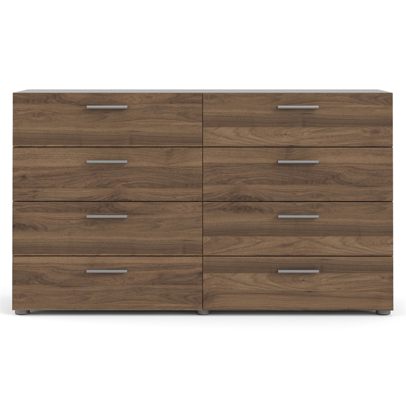 Levan Home Engineered Wood 8 Drawer Double Bedroom Dresser in Walnut