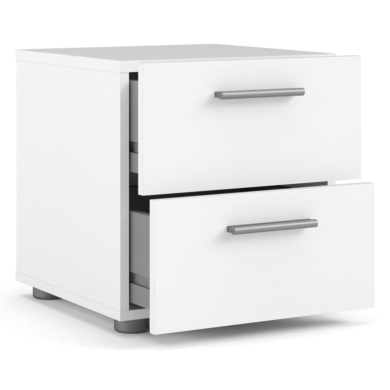 Levan Home Contemporary 2 Drawer Nightstand in White