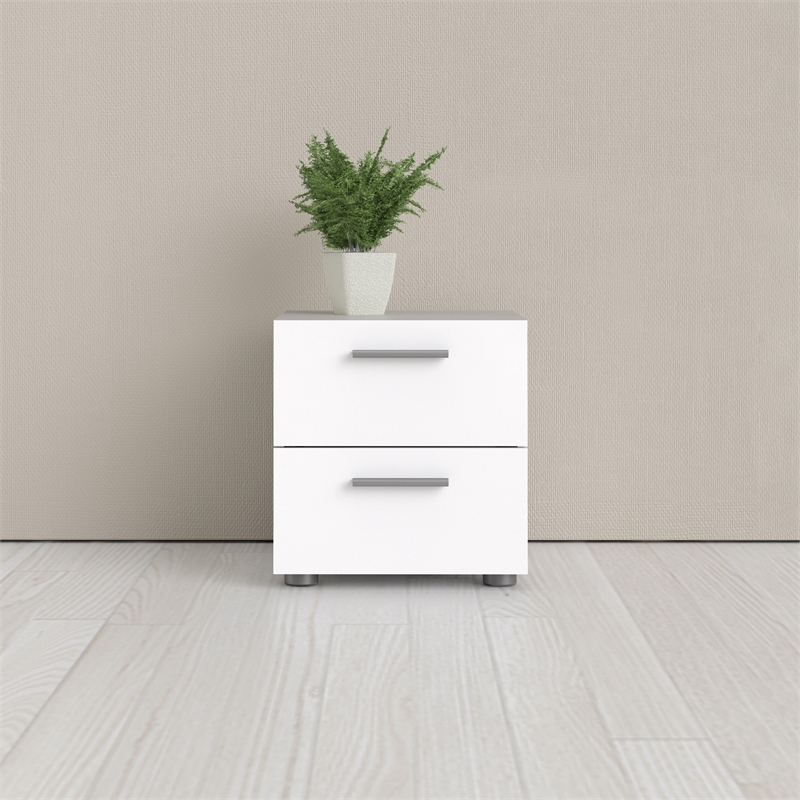 Levan Home Contemporary 2 Drawer Nightstand in White