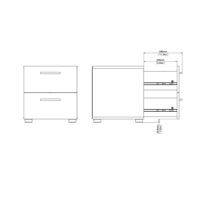 Levan Home Contemporary 2 Drawer Nightstand in White