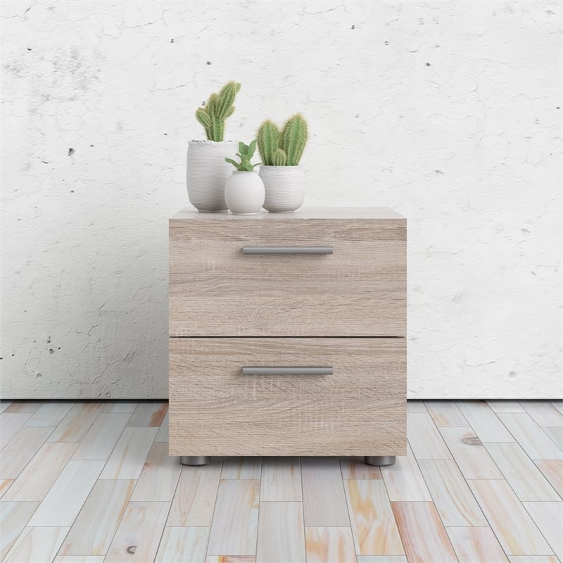 Levan Home Modern Engineered Wood Mahogany Contemporary 2 Drawer Nightstand