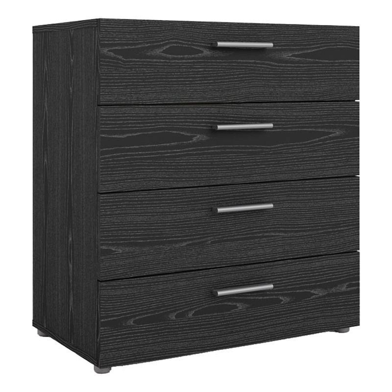 Levan Home Contemporary 4-Drawer Engineered Wood Chest in Black