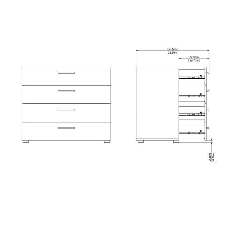 Levan Home Contemporary 4-Drawer Engineered Wood Chest in Black