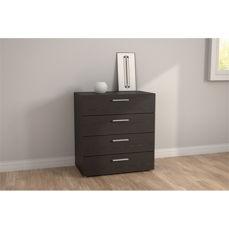 Levan Home Contemporary 4-Drawer Engineered Wood Chest in Black