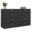 Levan Home Contemporary 8 Drawer Double Dresser in Black Woodgrain