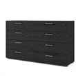 Levan Home Contemporary 8 Drawer Double Dresser in Black Woodgrain