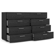 Levan Home Contemporary 8 Drawer Double Dresser in Black Woodgrain