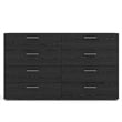 Levan Home Contemporary 8 Drawer Double Dresser in Black Woodgrain