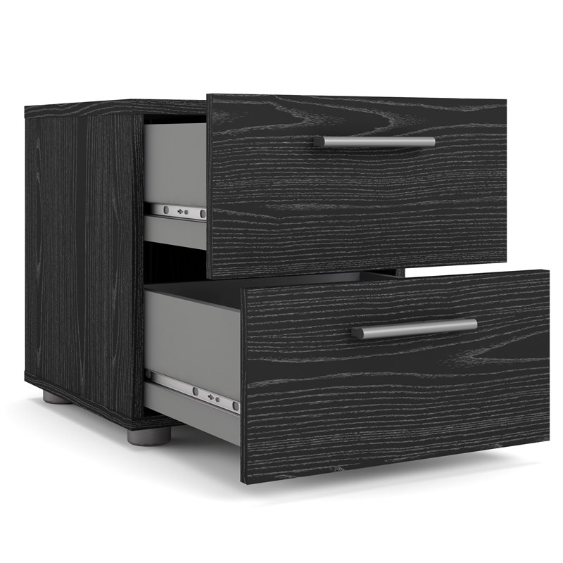 Levan Home Contemporary 2 Drawer Nightstand in Black Woodgrain