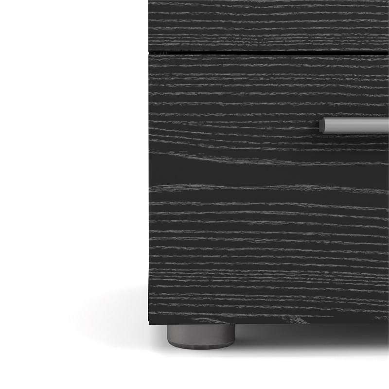 Levan Home Contemporary 2 Drawer Nightstand in Black Woodgrain