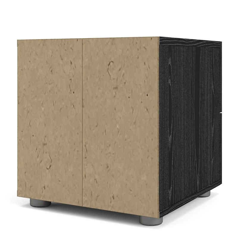 Levan Home Contemporary 2 Drawer Nightstand in Black Woodgrain