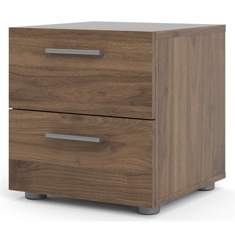 Levan Home Contemporary 2 Drawer Nightstand in Walnut