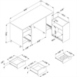 Levan Home Sewing Craft Table on Wheels in Pure White