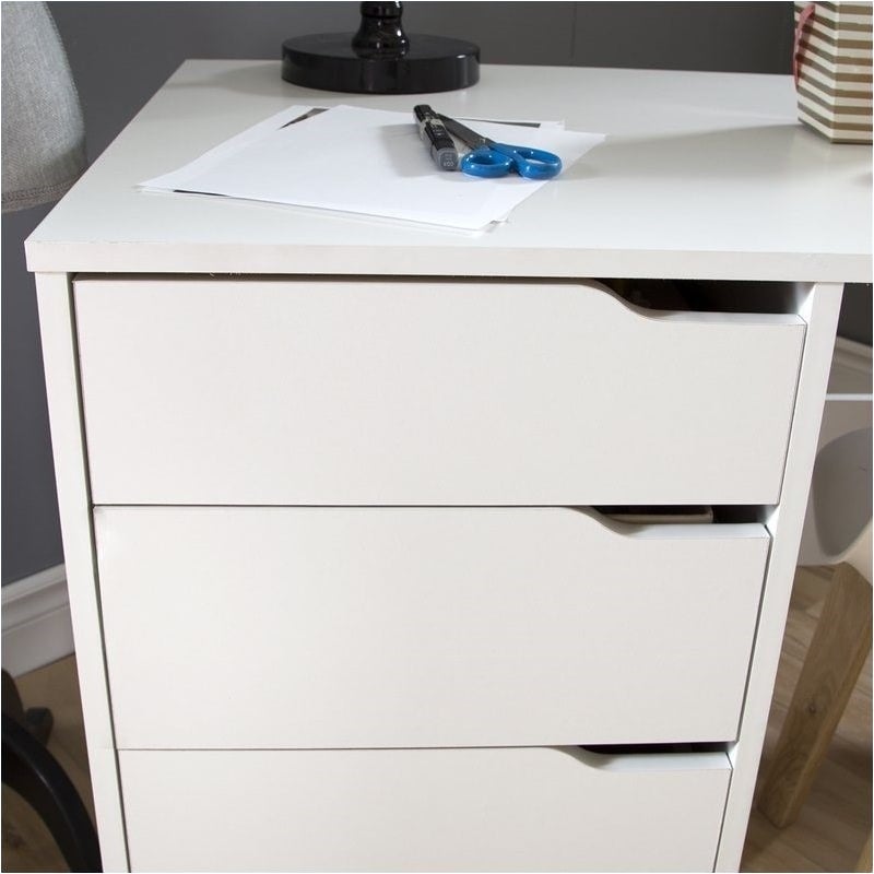 Levan Home Sewing Craft Table on Wheels in Pure White