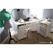 Levan Home Sewing Craft Table on Wheels in Pure White