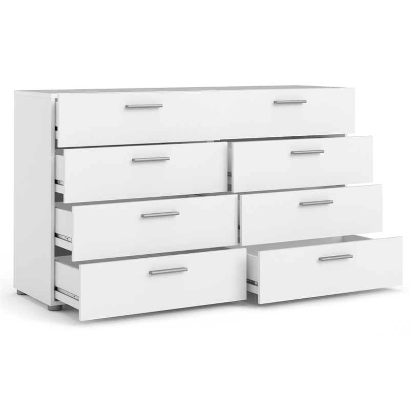 Levan Home 2 Set of 8 Drawer Double Dresser & 4 Drawer Chest - White