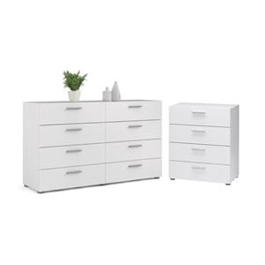 Levan Home 2 Set of 8 Drawer Double Dresser & 4 Drawer Chest - White