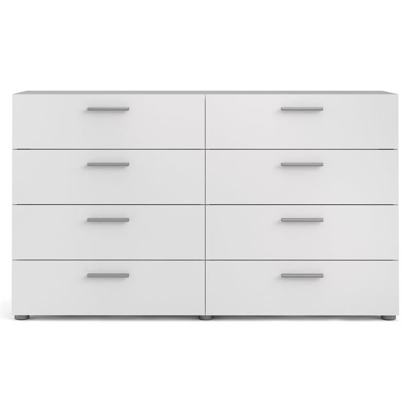 Levan Home Engineered Wood White 2psc Double Dresser and Nightstand Bedroom Set