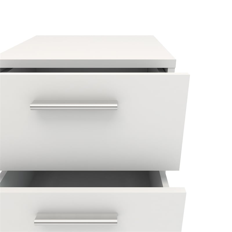 Levan Home 3 Piece Double Dresser and Nightstand Bedroom Set in White