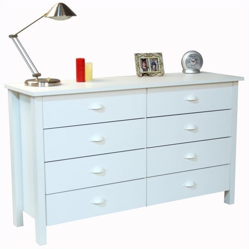 8-Drawer Lowboy Dresser in White - 3117-11WH