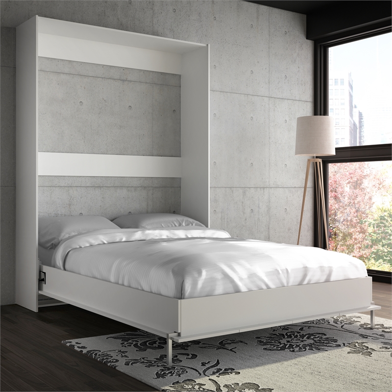 Stellar Home Wall Bed Queen size in wood White | Cymax Business