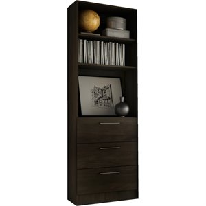 stellar home 3 shelf wooden bookcase with storage drawers