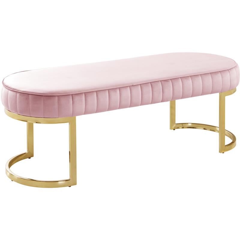 Meridian Furniture Lemar Contemporary Velvet Bench in Pink | Cymax Business