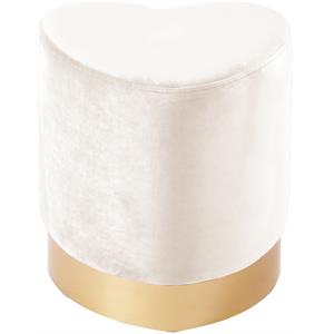 Meridian Furniture Heart Contemporary Velvet Ottoman/Stool in Cream