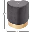 Meridian Furniture Heart Contemporary Velvet Ottoman/Stool in Gray