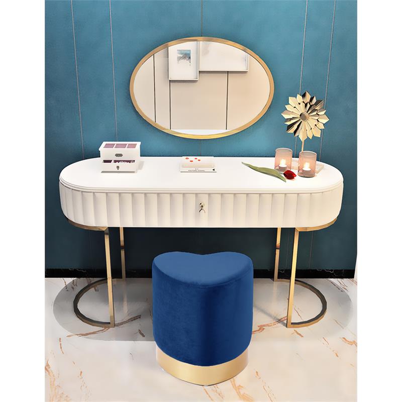 Meridian Furniture Heart Contemporary Velvet Ottoman/Stool in Navy
