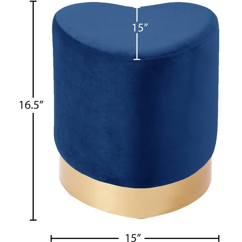 Meridian Furniture Heart Contemporary Velvet Ottoman/Stool in Navy