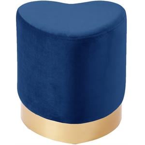 Meridian Furniture Heart Contemporary Velvet Ottoman/Stool in Navy