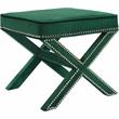 Meridian Furniture Nixon Contemporary Velvet Ottoman/Bench in Green