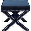 Meridian Furniture Nixon Contemporary Velvet Ottoman/Bench in Navy