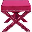 Meridian Furniture Nixon Contemporary Velvet Ottoman/Bench in Pink