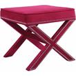 Meridian Furniture Nixon Contemporary Velvet Ottoman/Bench in Pink