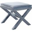 Meridian Furniture Nixon Contemporary Velvet Ottoman/Bench in Sky Blue