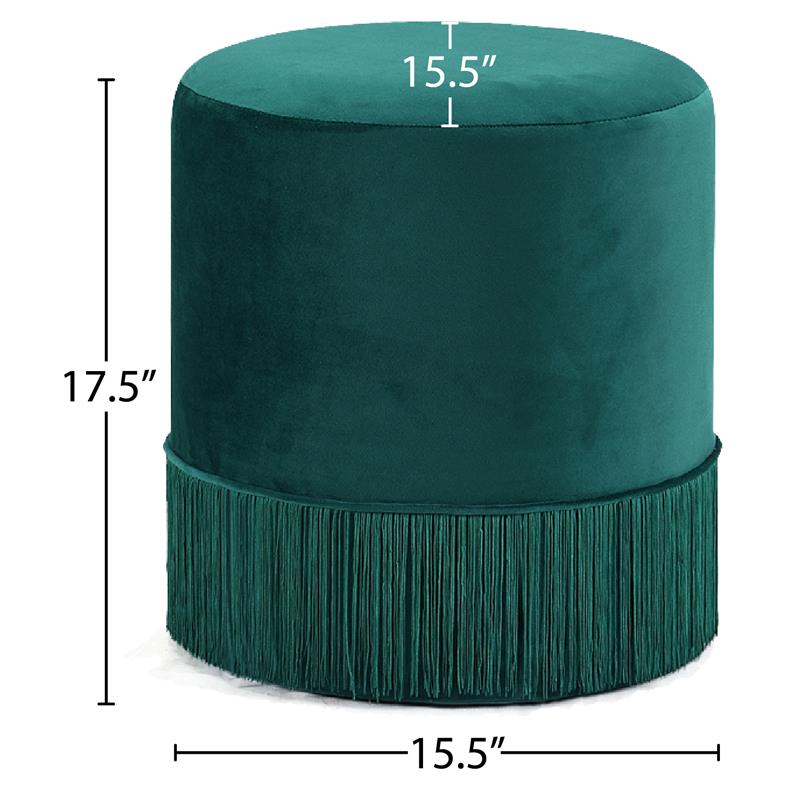 Meridian Furniture Teddy Contemporary Velvet Ottoman/Stool in Green