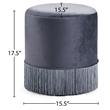 Meridian Furniture Teddy Contemporary Velvet Ottoman/Stool in Gray