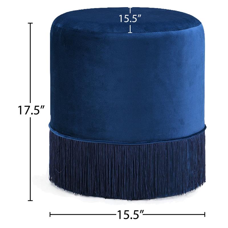 Meridian Furniture Teddy Contemporary Velvet Ottoman/Stool in Navy