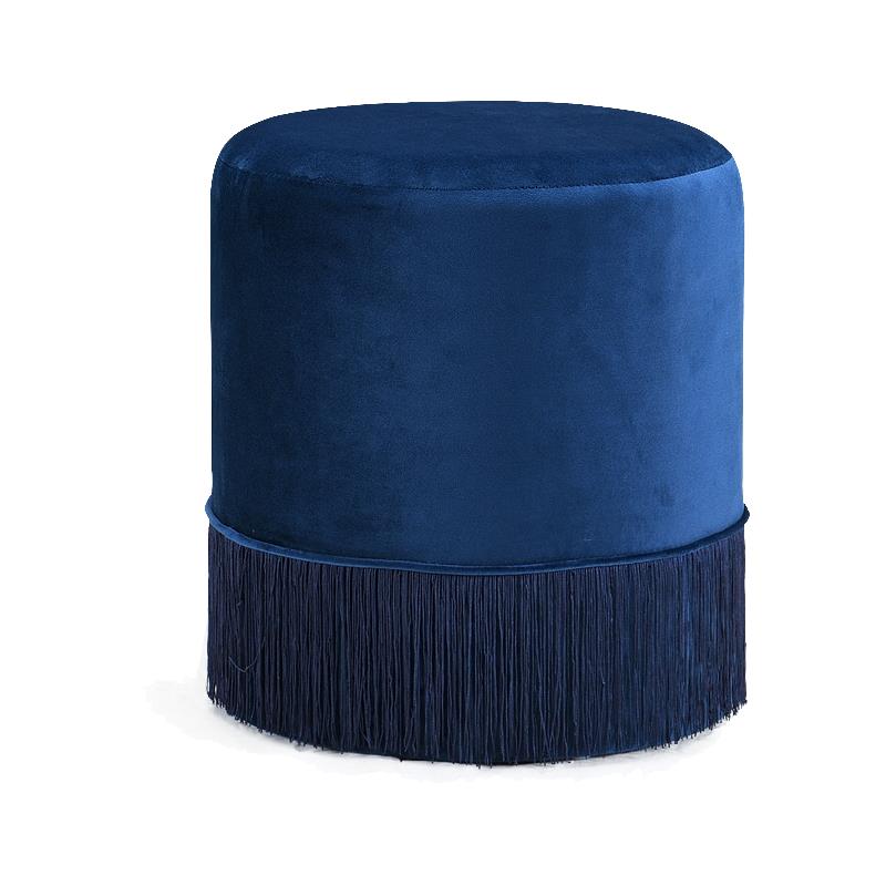 Meridian Furniture Teddy Contemporary Velvet Ottoman/Stool in Navy